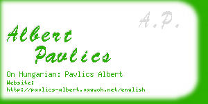 albert pavlics business card